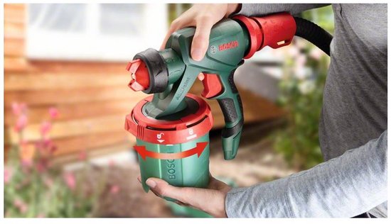 Bosch Accessoire Verfspuit - Fijnspuitpistool voor alle verfsoorten, product is lichtelijk gebruikt en de doos is beschadigd.