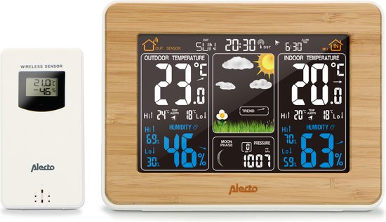 Alecto WS-1560 - Professioneel Weerstation met draadloze Buitensensor - Bamboe