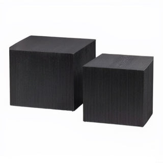 WOOOD Sanne Bijzettafels - MDF/Hout - Vierkant - Zwart - Set van 2