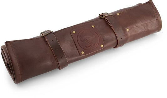 Witloft Messentas met 9 vakken - Buffelleer - Oprolbare messenrol / messenmap - Draagbaar met band - Chocolat
