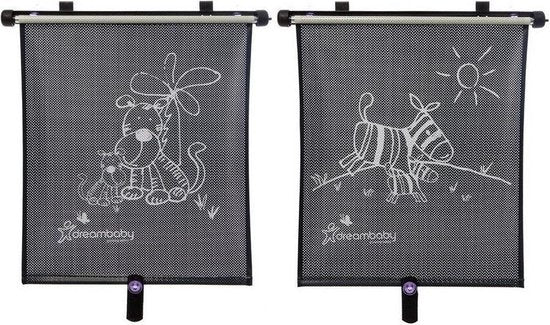 Dreambaby auto zonnescherm Zebra + Tijger (2 stuks) - Zonnewering