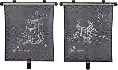 Dreambaby auto zonnescherm Zebra + Tijger (2 stuks) - Zonnewering