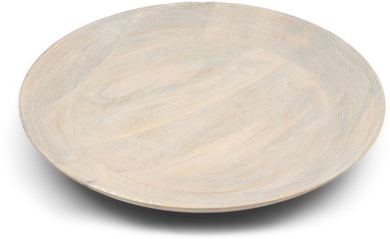 Riviera Maison Serveerschaal rond Naturel - Bangli Schaal, Decoratieschaal - Hout - (ØxH) 50.5x7