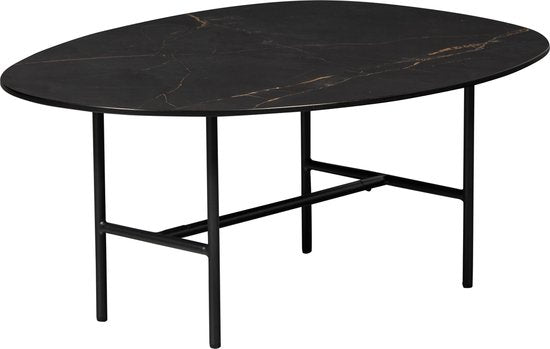 WOOOD Vajen Salontafel - Marmeren Look - Zwart - 34x80x60 cm