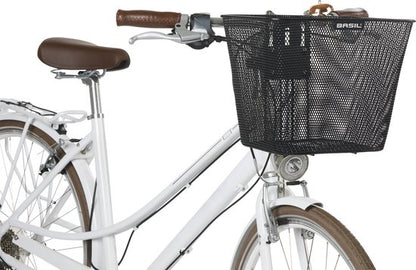 Basil Bilbao - Voormand fiets - Vaste montage - Incl. bevestiging - Fijnmazig staal - Zwart