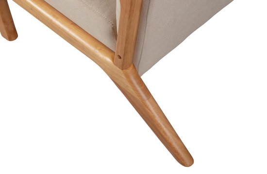 WOOOD Mark Fauteuil - Geweven Stof/Rubberhout - Naturel/Beige - 75x67x82 cm