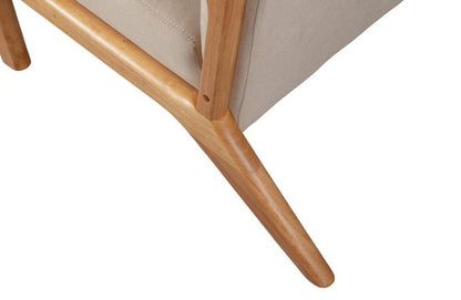 WOOOD Mark Fauteuil - Geweven Stof/Rubberhout - Naturel/Beige - 75x67x82 cm