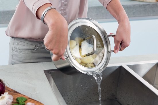 BK Q-linair Master Glas 5-delige pannenset- Veilig afgietsysteem - RVS - PFAS-vrij