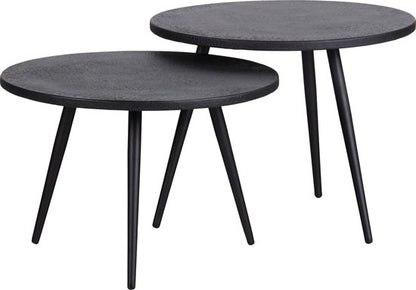 WOOOD Suze Bijzettafels - Hout/metaal - Zwart - Set van 2