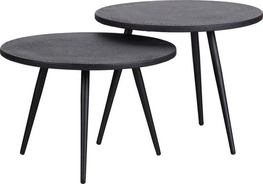 WOOOD Suze Bijzettafels - Hout/metaal - Zwart - Set van 2