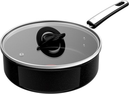 Tefal Experience Ceram Keramische Hapjespan 24 cm met Deksel - PFAS-vrij - Krasbestendig door Fusion Core
