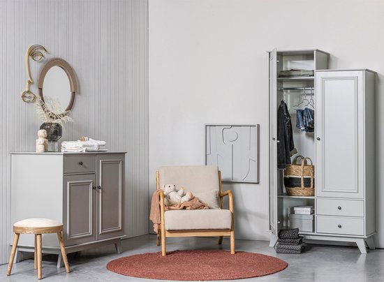 WOOOD Mark Fauteuil - Geweven Stof/Rubberhout - Naturel/Beige - 75x67x82 cm