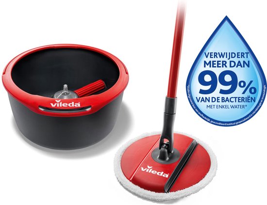 Vileda Spin&Clean - Mopset - Altijd schoon pad - Plooibare kop in microvezels 2in1