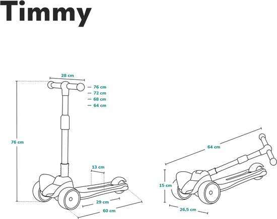 Lionelo Timmy Kinderstep - Balansstep voor kinderen - van 3 jaar - tot 50kg - verstelbaar - LED wielen - Anti-slip platform - Inklapbaar stuur - Verlichting in wielen & deck - Geen montage nodig
