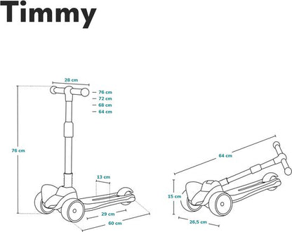 Lionelo Timmy Kinderstep - Balansstep voor kinderen - van 3 jaar - tot 50kg - verstelbaar - LED wielen - Anti-slip platform - Inklapbaar stuur - Verlichting in wielen & deck - Geen montage nodig