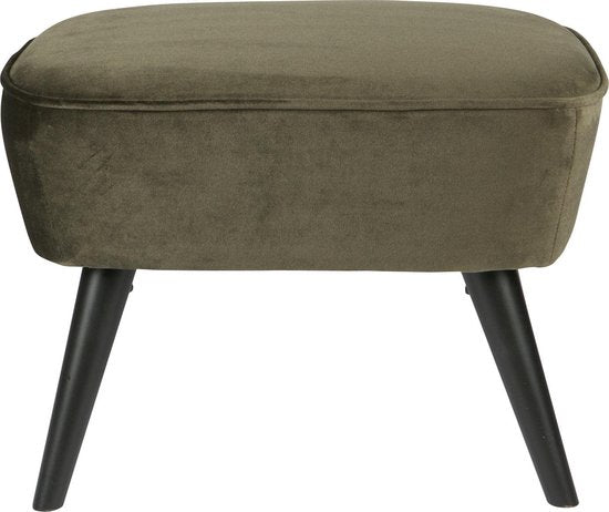 WOOOD Sara Hocker Op Poten - Velvet Stof - Warm Groen - 41x56x36 cm