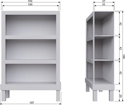 WOOOD Bonk Open Kast - Grenen - Mist - 160x103x37