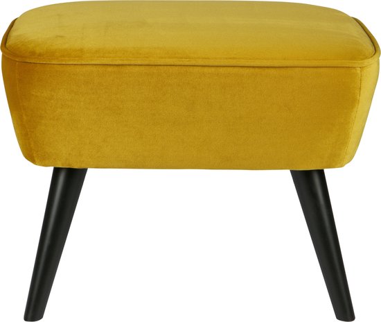 WOOOD Sara Hocker Op Poten - Velvet Stof - Oker/Geel - 56x41x36 cm