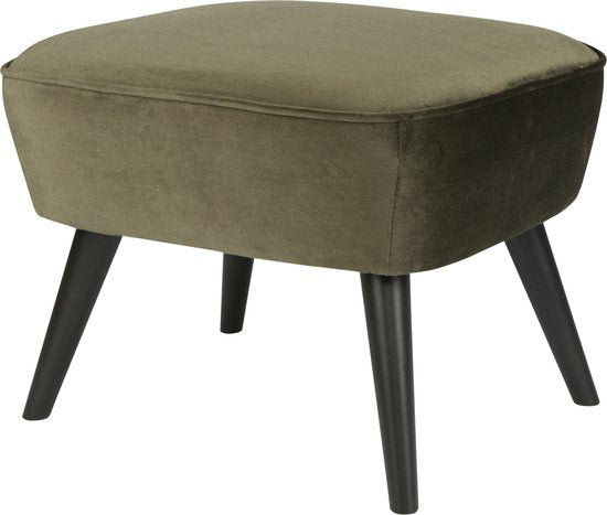 WOOOD Sara Hocker Op Poten - Velvet Stof - Warm Groen - 41x56x36 cm