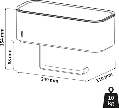 Tiger 2-Store - Toiletrolhouder - Wc rolhouder met opbergbakje vochtige doekjes - Zonder boren - Boren of lijmen - Zwart Tweede kans