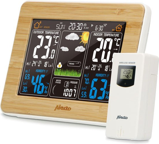 Alecto WS-1560 - Professioneel Weerstation met draadloze Buitensensor - Bamboe