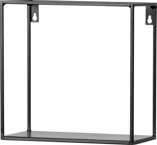 WOOOD Meert Wandplank Kubus - Metaal - Zwart - 30x30x15 cm - Set van 2