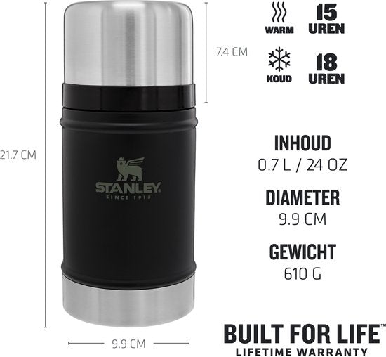 Stanley Classic Legendary Food Jar 0.7L - Thermos Lunchbox Houdt 15 Uur Warm - Deksel Dient Als Kom