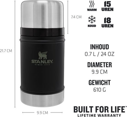 Stanley Classic Legendary Food Jar 0.7L - Thermos Lunchbox Houdt 15 Uur Warm - Deksel Dient Als Kom