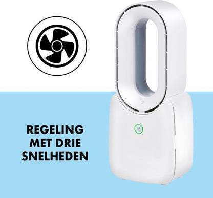 Lifetime Air Bladeloze Ventilator - Stille Ventilator Met Drie Snelheden - Draadloze Bureau Ventilator - Tafel Ventilator met LED Mood Light