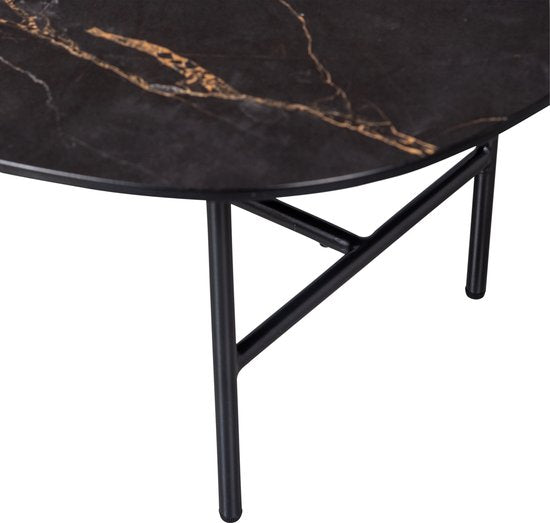 WOOOD Vajen Salontafel - Marmeren Look - Zwart - 34x80x60 cm