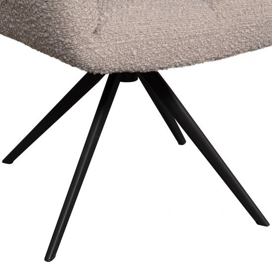 WOOOD Vinny Draaistoel met Armleuningen - Bouclé Stof - Zand/Beige - 89x70x61 cm