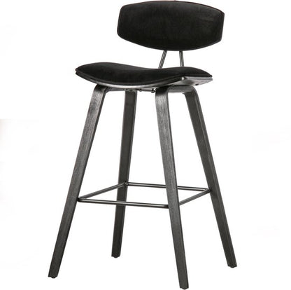 WOOOD Senn Barstoel - Velvet Stof - Zwart - 91x42x48 cm