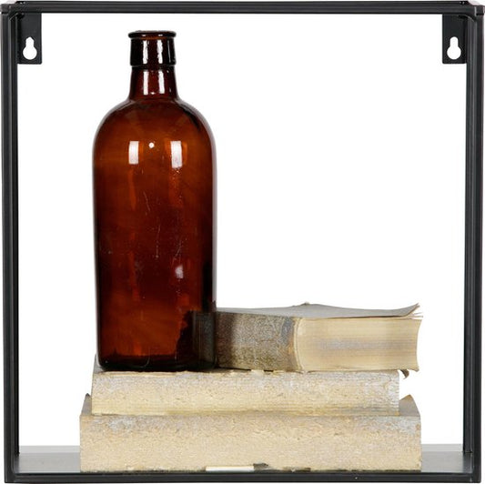 WOOOD Meert Wandplank Kubus - Metaal - Zwart - 30x30x15 cm - Set van 2