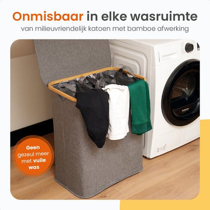 Goliving Wassorteerder 3 Vakken - 150L - Opvouwbare Wasmand Met Deksel - 3 Uitneembare Zakken Met Kleurlabels
