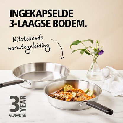 Brabantia Enjoyment Koekenpan Ø 24 cm – Premium – RVS - 90% Gerecycled - PFAS-vrij – Inductie geschikt