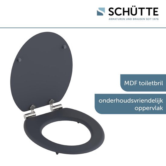 SCHÜTTE WC-Bril 80104 SPIRIT ANTHRAZIT - MDF-Hout - Soft Close - Verchroomde Scharnieren - Belastbaar tot 175 kg - Gelakt - Gesatineerd Antraciet Tweede kans