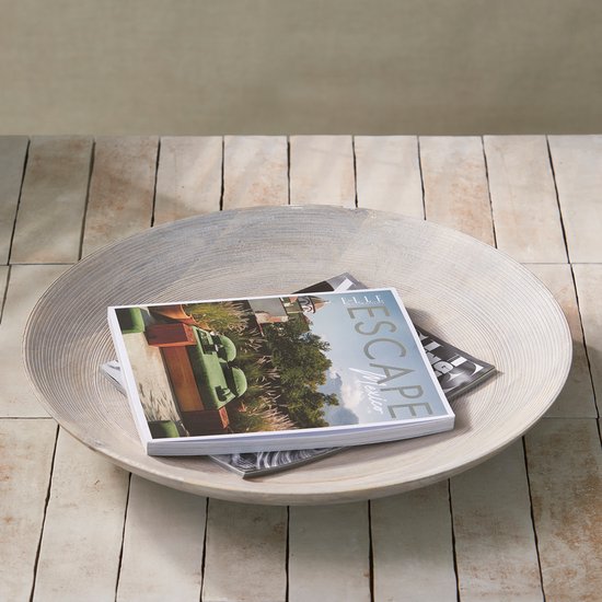 Riviera Maison Serveerschaal rond Naturel - Bangli Schaal, Decoratieschaal - Hout - (ØxH) 50.5x7