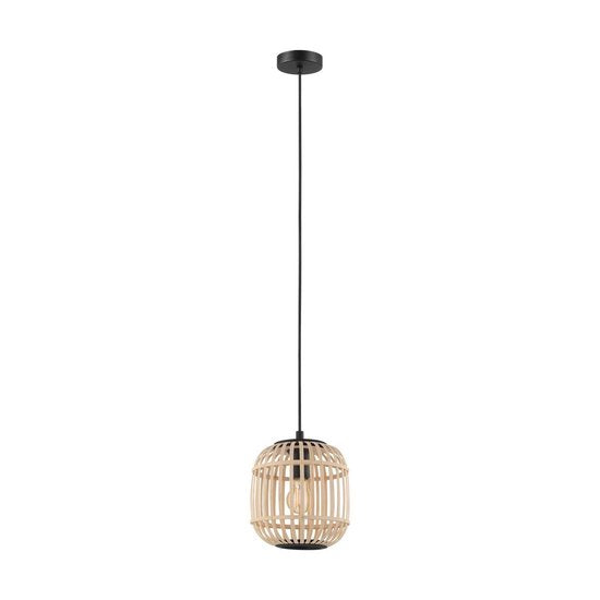 EGLO Bordesley Hanglamp - 1 lichts - Ø21cm. - E27 - bamboe, rotan - Zwart, bruin Tweede kans