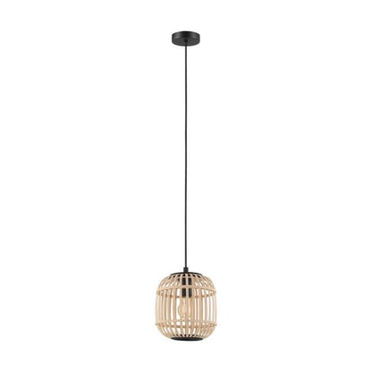 EGLO Bordesley Hanglamp - 1 lichts - Ø21cm. - E27 - bamboe, rotan - Zwart, bruin Tweede kans
