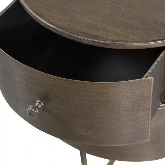 WOOOD Glossy Rond Kastje - Metaal - Antique Brass - 48x39x39