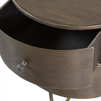 WOOOD Glossy Rond Kastje - Metaal - Antique Brass - 48x39x39