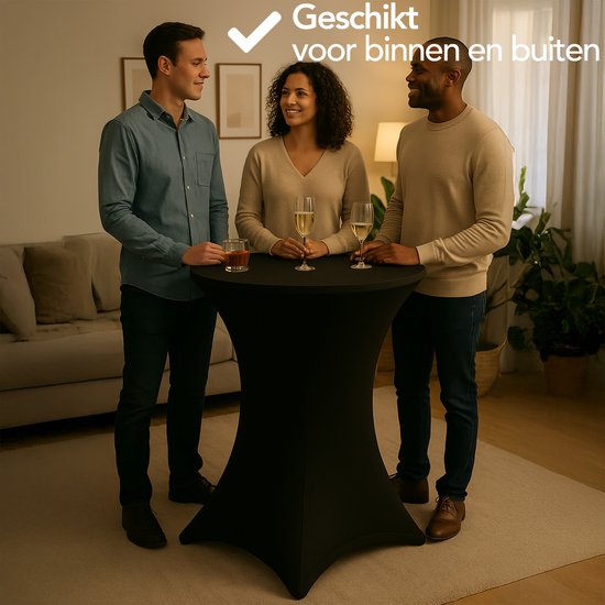 Brixy 2x Stevige Zwarte Statafel + 2x Zwarte Statafelrok - Partytafel - Robuust en Weersbestendig - Inklapbaar
