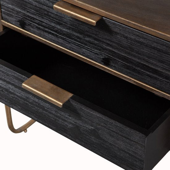 WOOOD Polite Nachtkastje - Metaal/Hout - Antique Brass - 62x45x38 cm