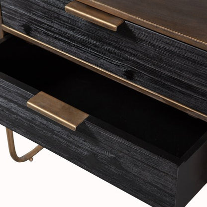 WOOOD Polite Nachtkastje - Metaal/Hout - Antique Brass - 62x45x38 cm