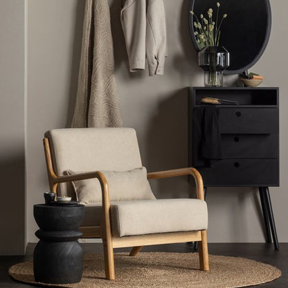 WOOOD Bikkel Kruk - Hout - Zwart - 40x28x28 cm
