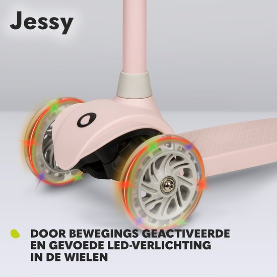 Lionelo Jessy Kinderstep - step 3 wielen - leeftijdsgroep 3+ - max 50kg - LED verlichting in de wielen - hoogte verstelbaar 65-70-75-80 cm