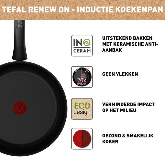 Tefal Renew Black ON - Keramische Koekenpan - Ø28 cm - PFAS-vrij - Zonder verpakking