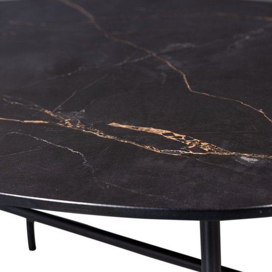 WOOOD Vajen Salontafel - Marmeren Look - Zwart - 34x80x60 cm