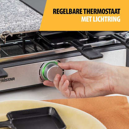 Tristar Gourmetset - RA-2747 - 1400W - Bakplaat 8 personen - 5-in-1 steengrill - Incl 8 pannetjes