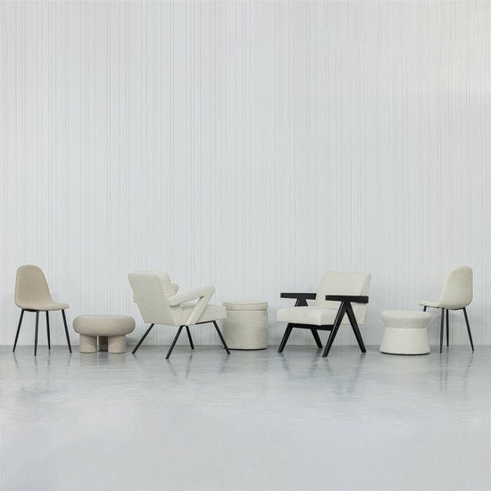 WOOOD Lowie Fauteuil - Polyester - Naturel/Zwart - 79x60x79 cm
